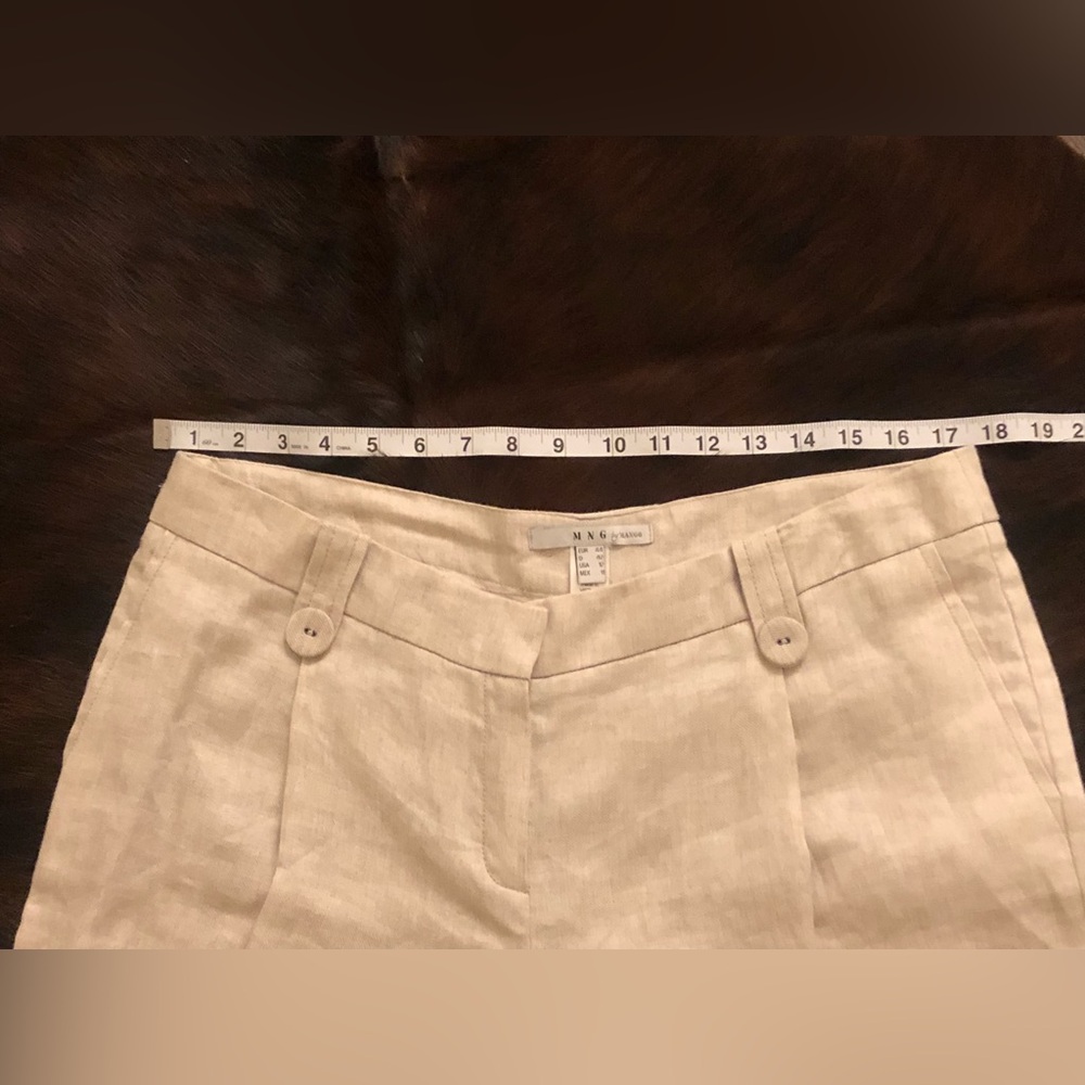 2-PC Linen-pleated front jacket & pant set by MNG MANGO size 12L in Wheat NWT - Picture 14 of 15